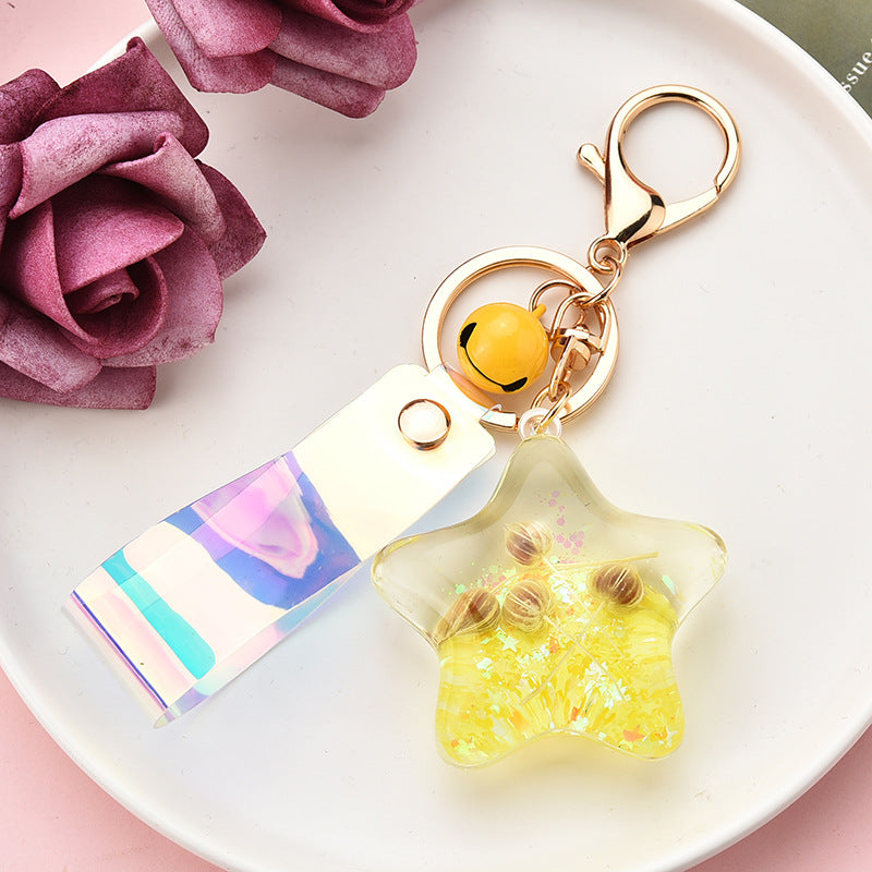 Wholesale Quicksand Glitter Acrylic Starfish Shell Keychain